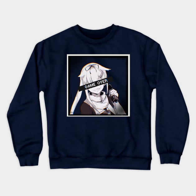 GAME OVER Anime Glitch Aesthetic Crewneck Sweatshirt by valival